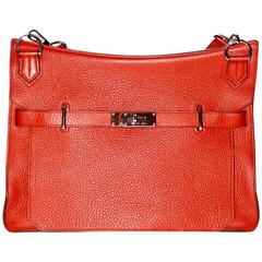 HERMES JYPSIERE 37 Rouge Brique Taurillon Clemence Leather Bag