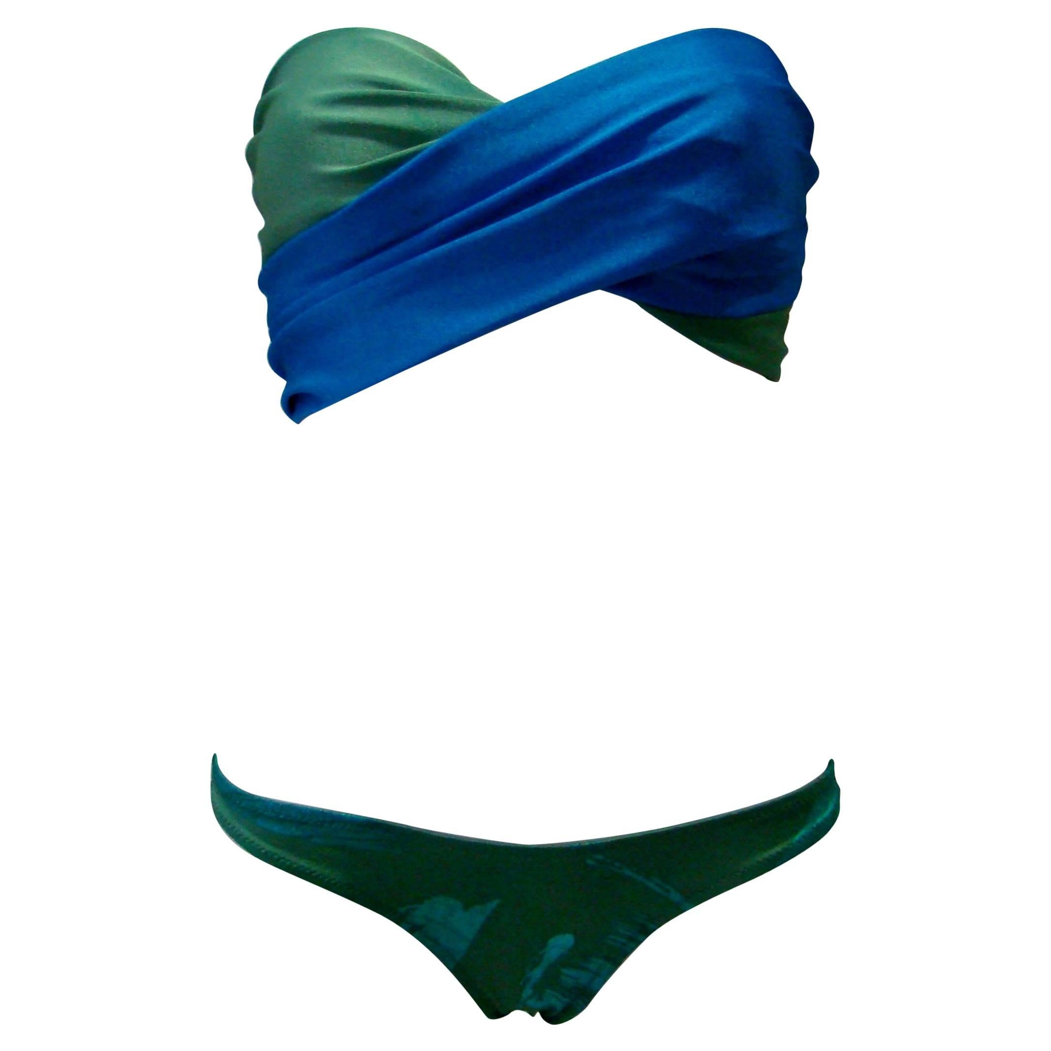 Krizia Green and Turquoise Bikini For Sale
