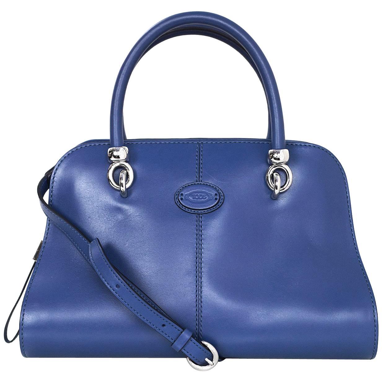 Tod's Blue Sella Bauletto Piccolo Satchel Bag w/ Strap rt. $1, 595