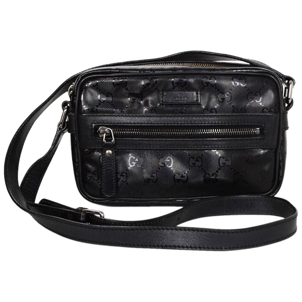 Gucci Black Glazed Monogram Camera Bag