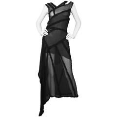 Chanel Black Silk Chiffon Sleeveless Dress 1