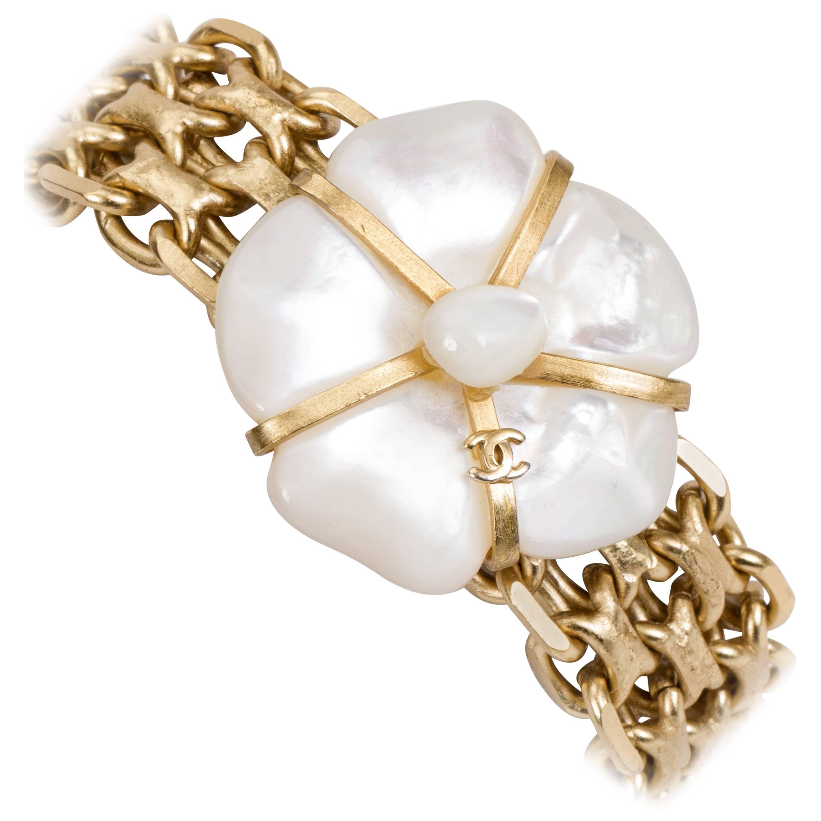 Chanel Mother of Pearl Flower Bracelet