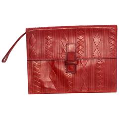Fendi Red Leather Vintage Clutch Bag