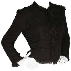 Chanel Black Silk Ruched Jacket sz FR42 9