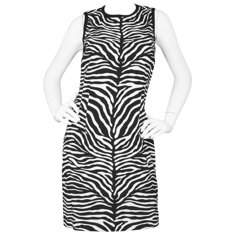 Michael Kors Black and White Zebra Print Shift Dress For Sale at ...