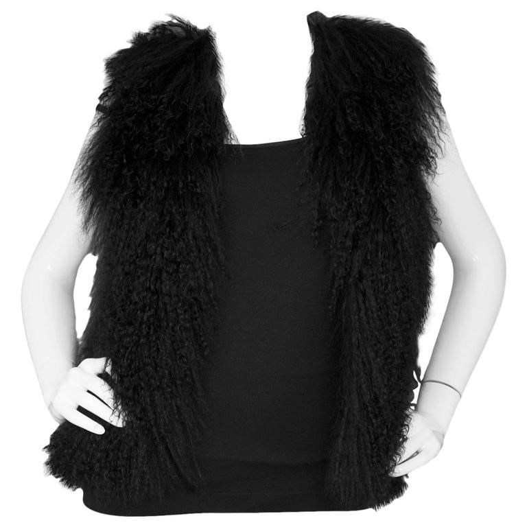 Michael Michael Kors Black Mongolian Lamb Fur Vest For Sale at 1stDibs |  mongolian lamb vest