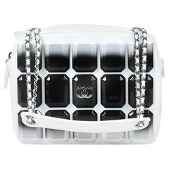 Chanel White Lambskin Black Ombre Studded 'CC' "Evening Art Flap" Bag