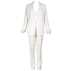 Vintage Jean Paul Gaultier Cream Silk Suit with Attached Matching Bra circa 1980s/1990s