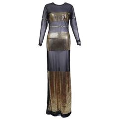 Todd Oldham Mesh and Gold Button Dress circa 1990s