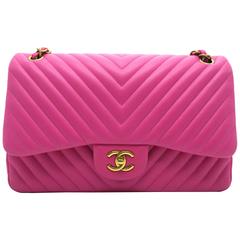 Chanel Chevron Double Flap Pink Lambskin Leather Chain Shoulder Bag 10