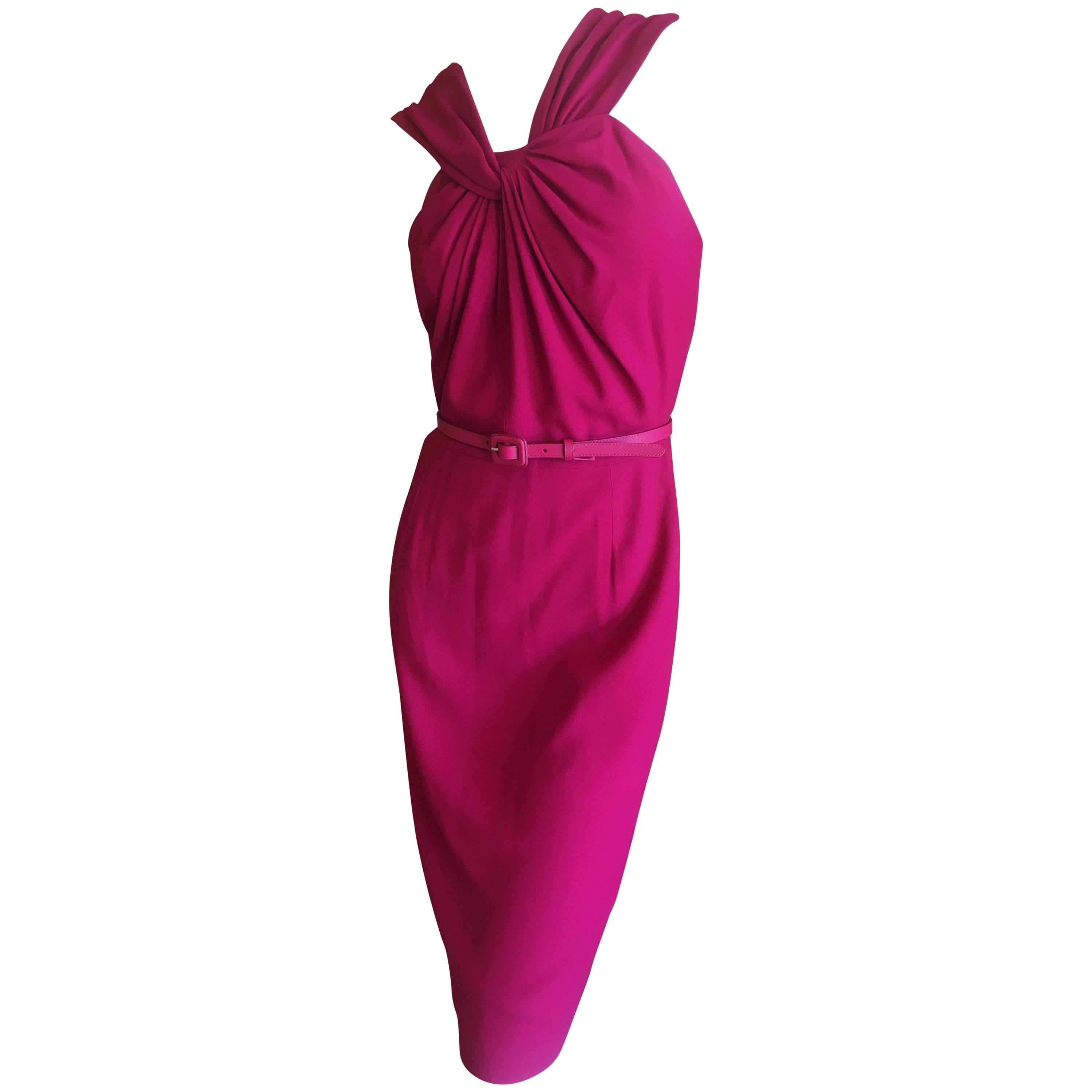 Christian Dior by John Galliano Fuscia Belted Day Dress For Sale