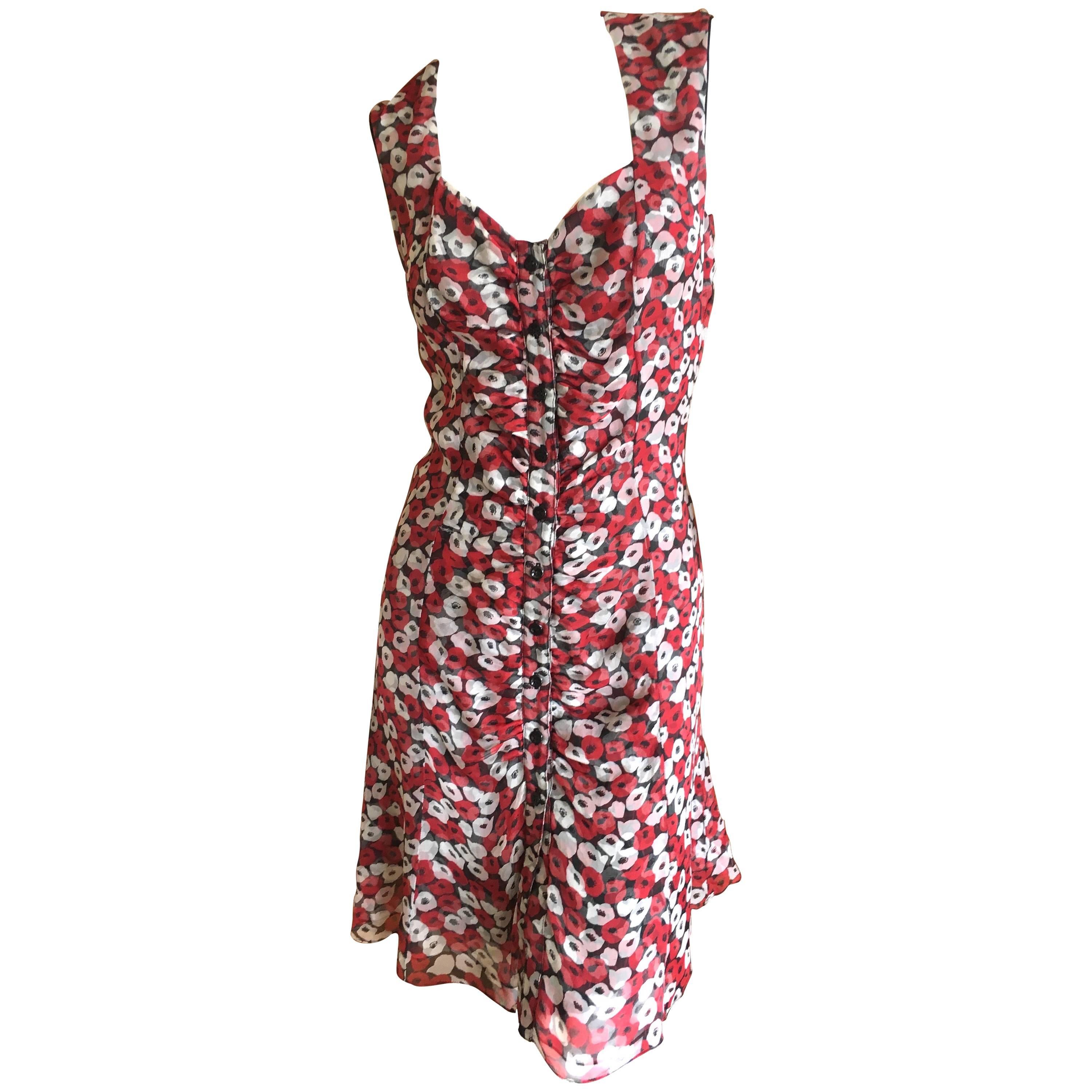 Yves Saint Laurent Rive Gauche Poppy Print Sun Dress