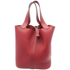 Hermes Picotin MM Rouge H Red Clemence Leather Tote Bag