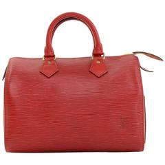 Vintage Louis Vuitton Speedy 25 Red Epi Leather City Hand Bag 10