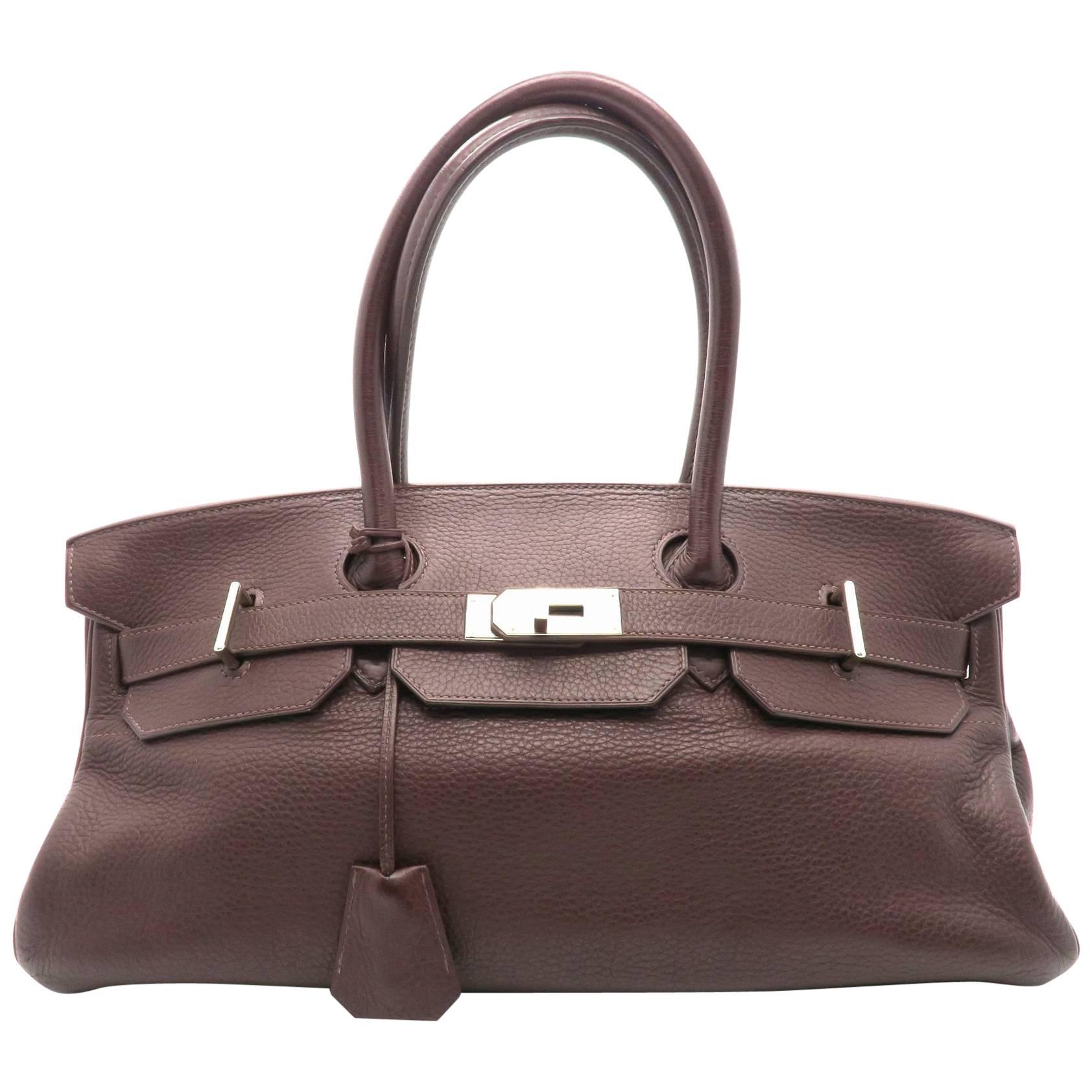 Hermes Shoulder Birkin Terre Brown Clemence Leather Shoulder Bag For Sale