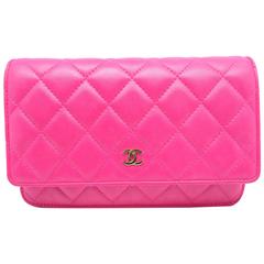 Chanel Wallet On Chain Pink Quilted Lambskin Leather Chain Shoulder Bag