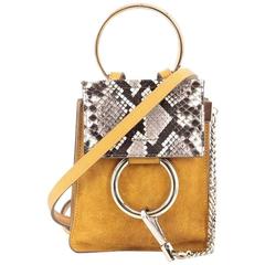 Chloe Faye Bracelet Crossbody Bag Suede And Leather With Python Mini