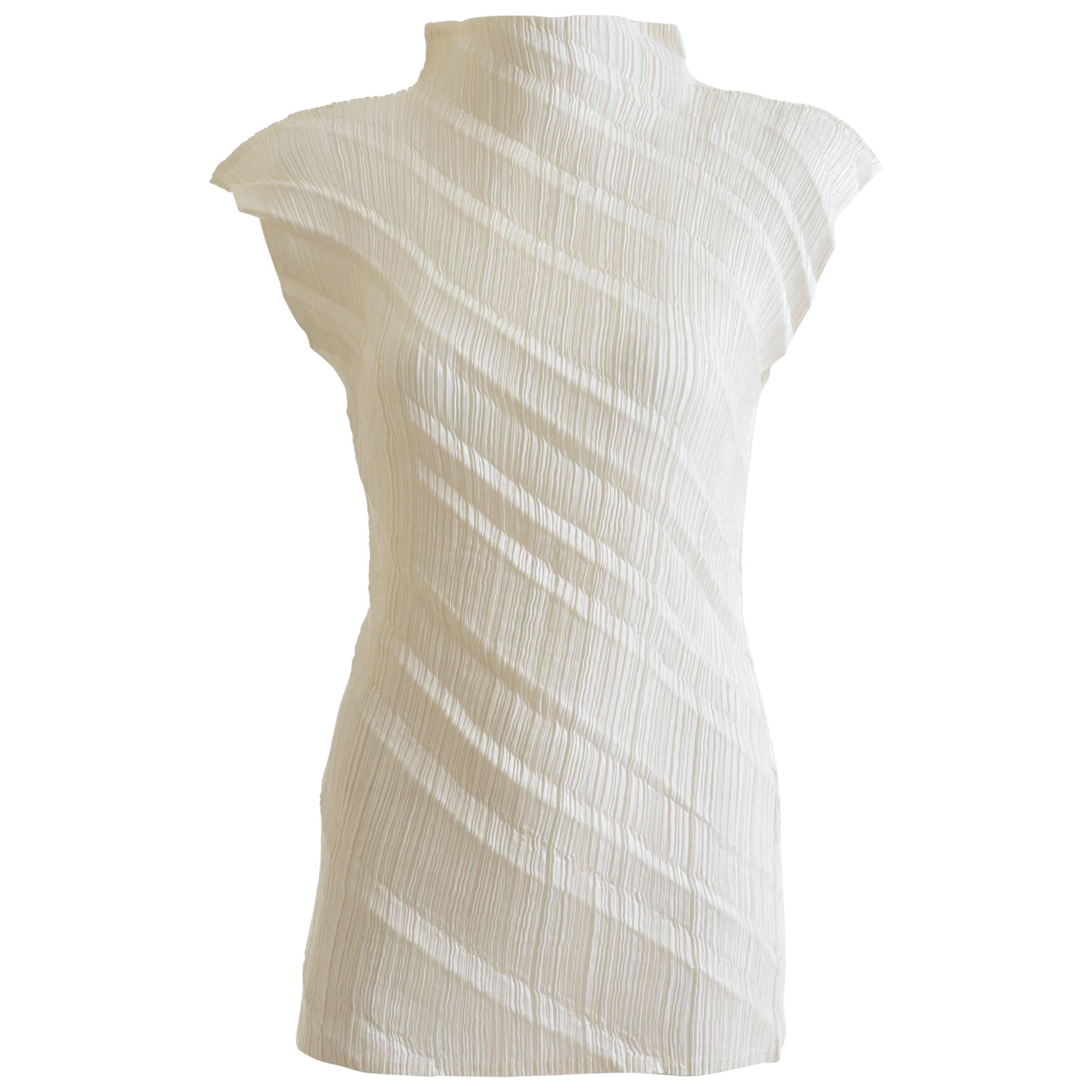 ISSEY MIYAKE White Pleateds Top Shirt 