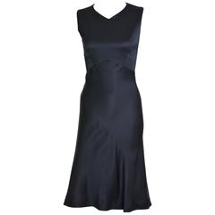 JIL SANDER Black Satin Cocktail Dress 