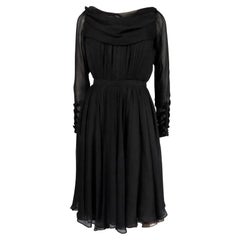 An Yves Saint Laurent Couture Little black Chiffon Dress n°63811 Circa 1989