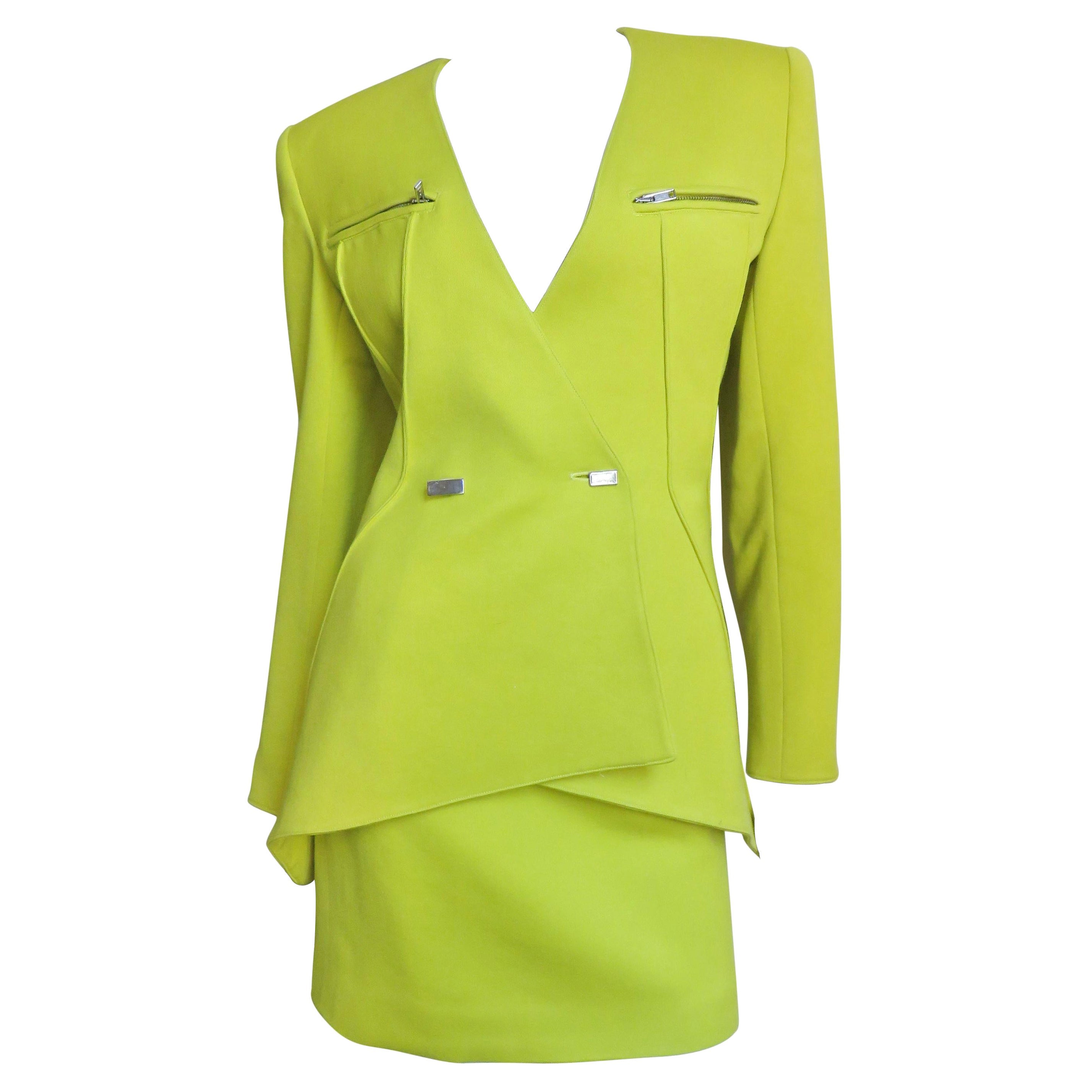  Claude Montana New Neon Futuristic Skirt Suit A/W 1991 For Sale