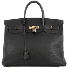 Hermes Birkin Handbag Black Togo with Gold Hardware 40