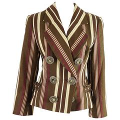 Christian Dior Brown Striped Linen Jacket - 38 - 1990's