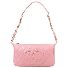 Chanel Pink Quilted "Caviar" Leather 'CC' Chain Link Shoulder Bag