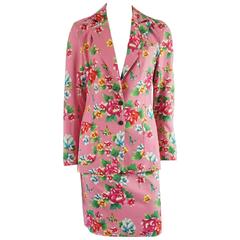 Vintage Todd Oldham Pink Floral Skirt Suit - 6 - 1990's 