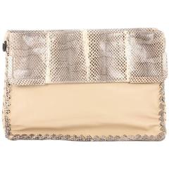 Bottega Veneta Fold Over Convertible Shoulder Bag Leather with Python Medium