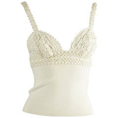 Valentino Ivory Knit Crochet Top