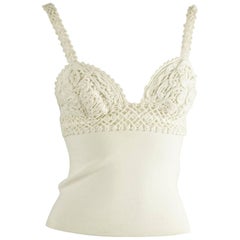 Valentino Ivory Knit Crochet Top 