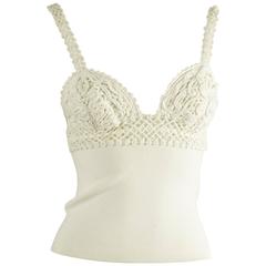Valentino Ivory Knit Crochet Top - S 1