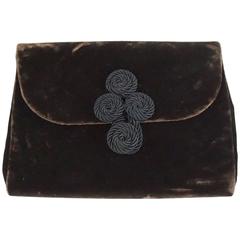 Christian Dior Chocolate Brown Velvet Clutch 2