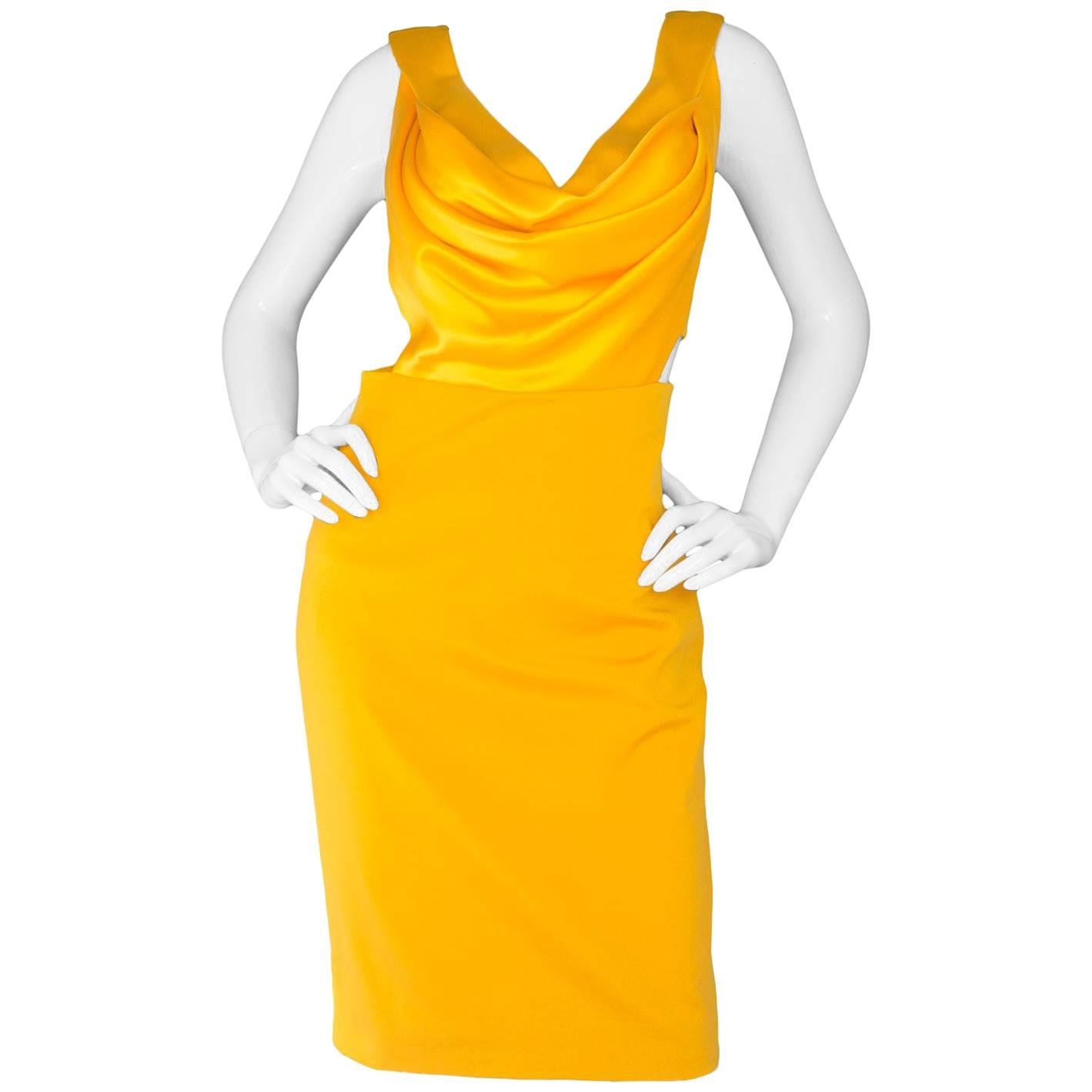Cushnie ed Ochs Yellow Cut-Out Dress Sz 6