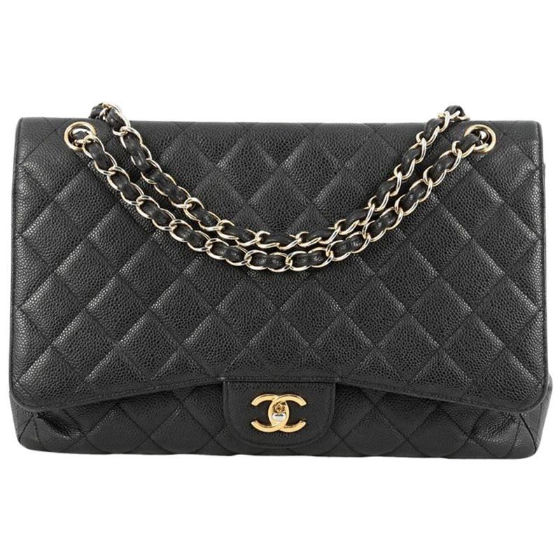 Chanel Classic Single Flap Bag Quilted Caviar Maxi