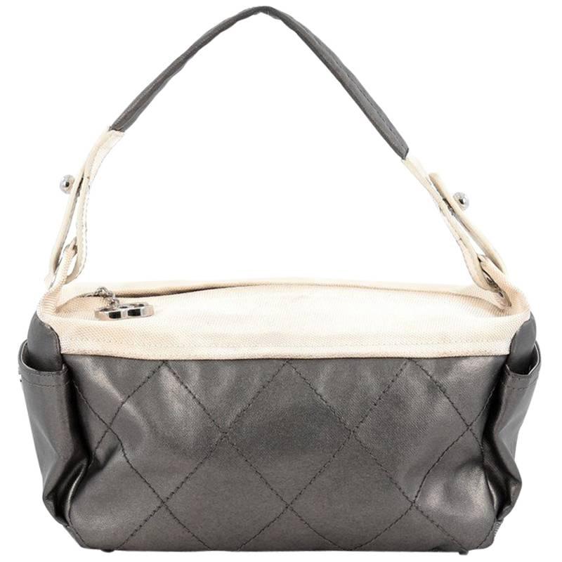 Chanel Biarritz Hobo Quilted Coated Canvas Small