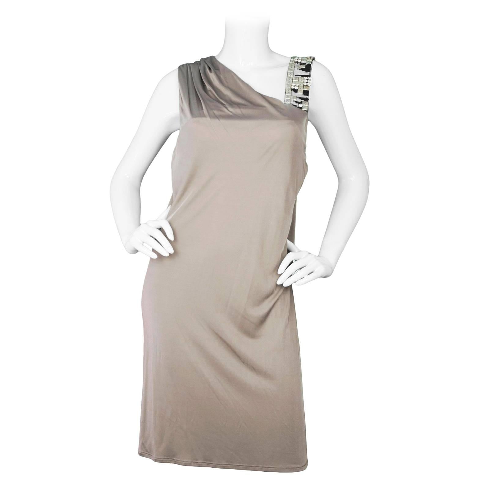 Emilio Pucci Taupe One-Shoulder Dress