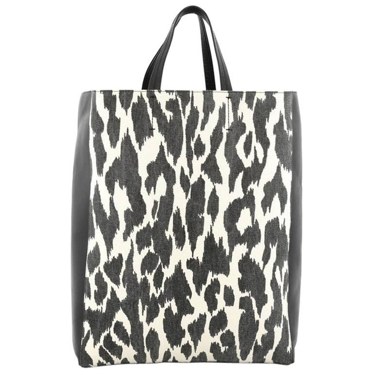 Celine Vertical Bi-Cabas Tote Printed Canvas and Leather Large