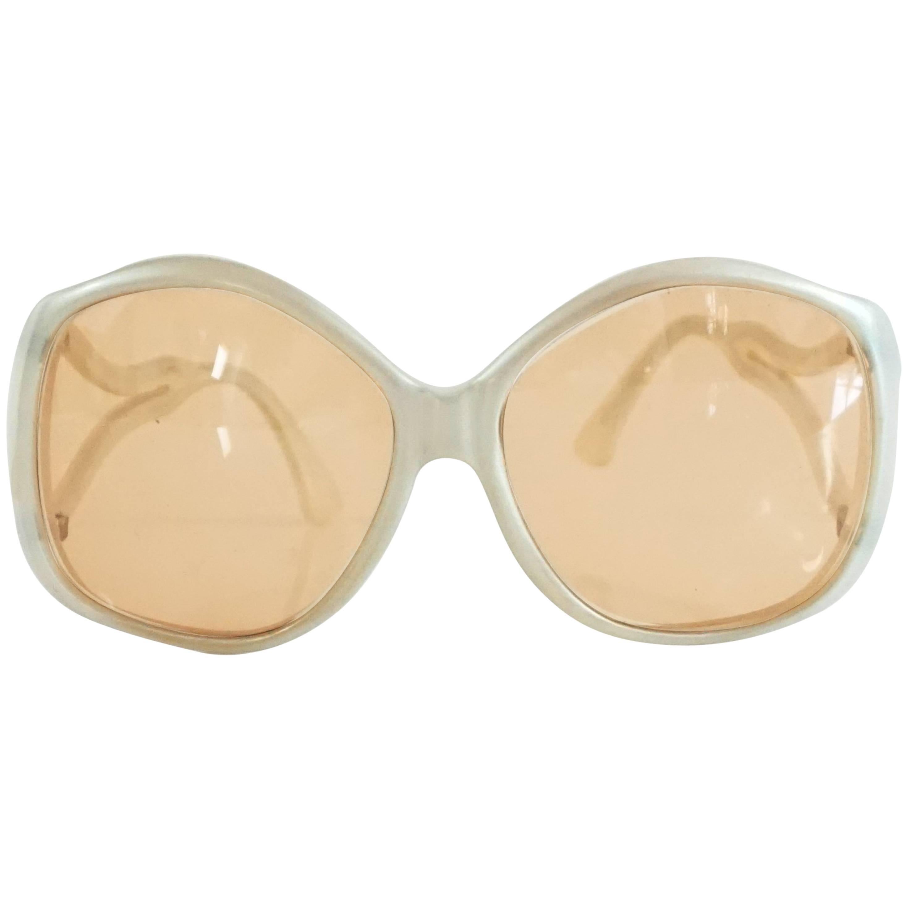Diane von Furstenberg Large White Sunglasses - Circa 1970's