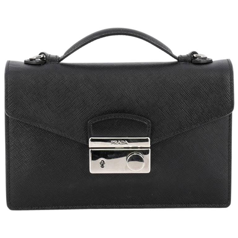 Prada Convertible Sound Bag Vernice Saffiano Leather Mini