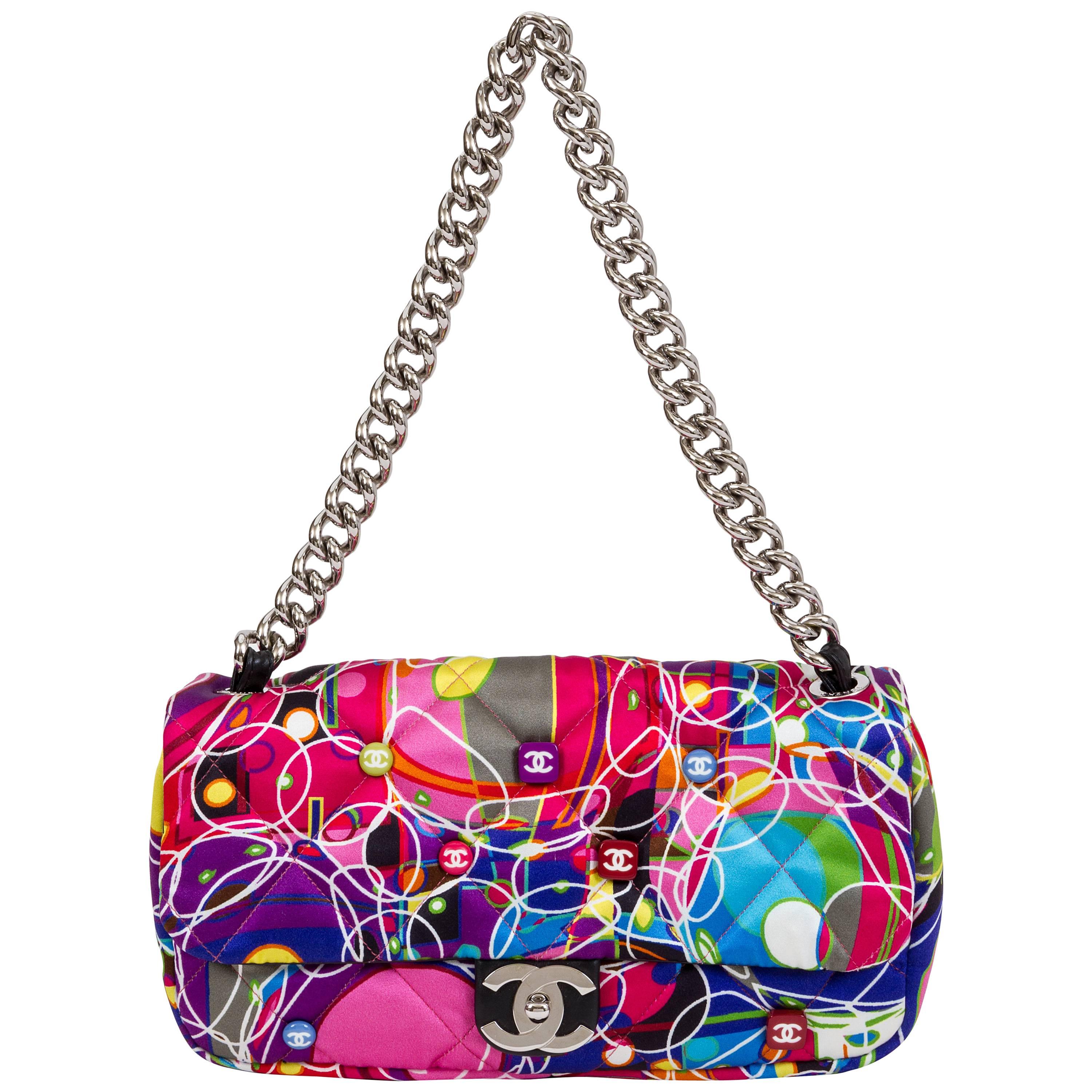 Chanel CC Chain Flap Bag Multicolor Knit Fabric Medium Multicolor 965971