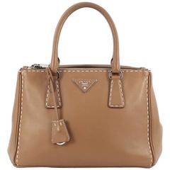 Prada Double Zip Tote Stitched City Calfskin Small 11