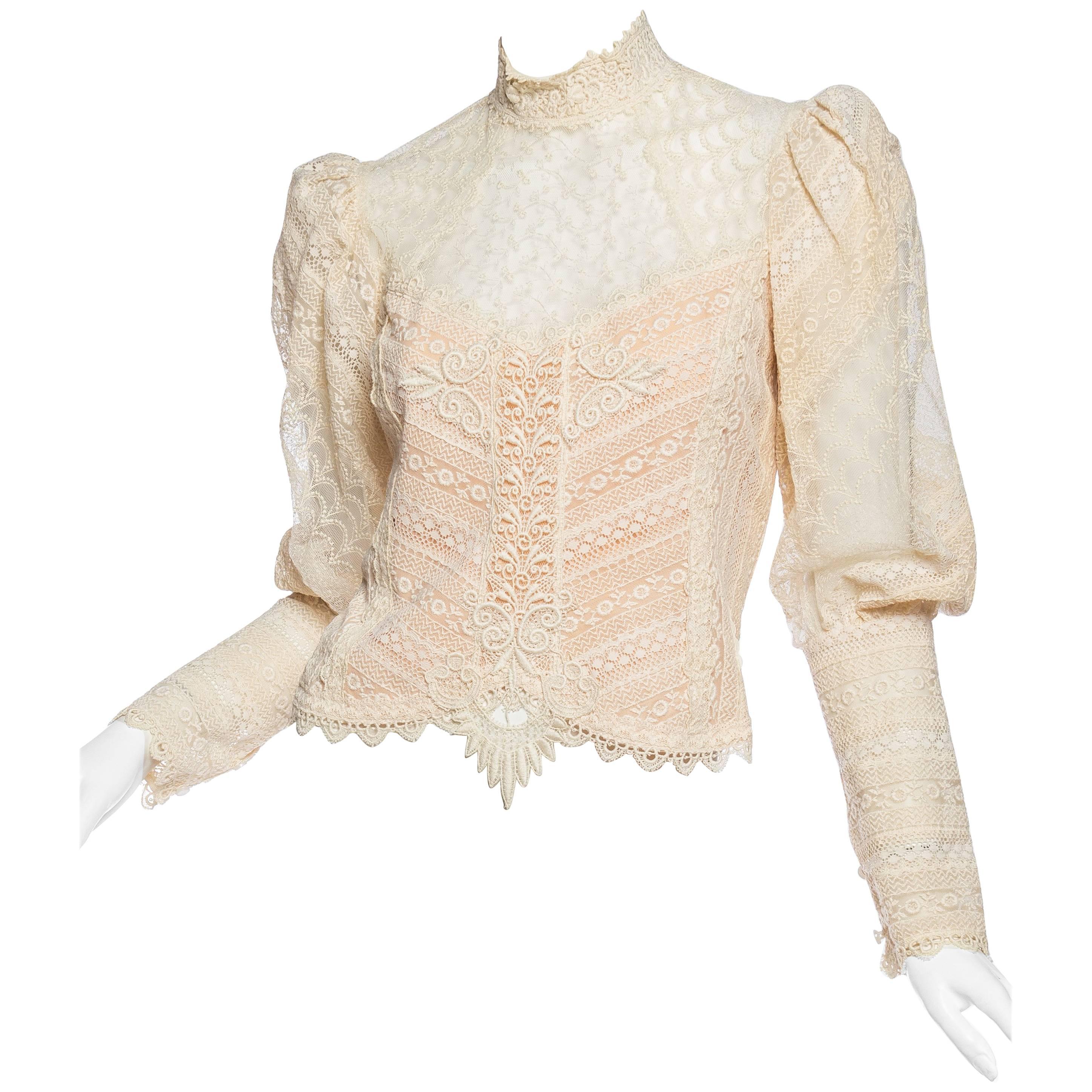 1970s Victorian Style Lace Blouse