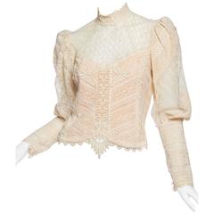 Vintage 1970s Victorian Style Lace Blouse