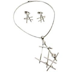 Abstract Sculptural Necklace and Earrings Set