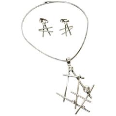 Abstract Sculptural Necklace and Earrings Set 12