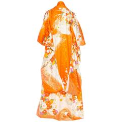 Golden Orange Embroidered Japanese Kimono