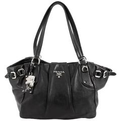 Prada Belted Tote Pleated Leather Medium