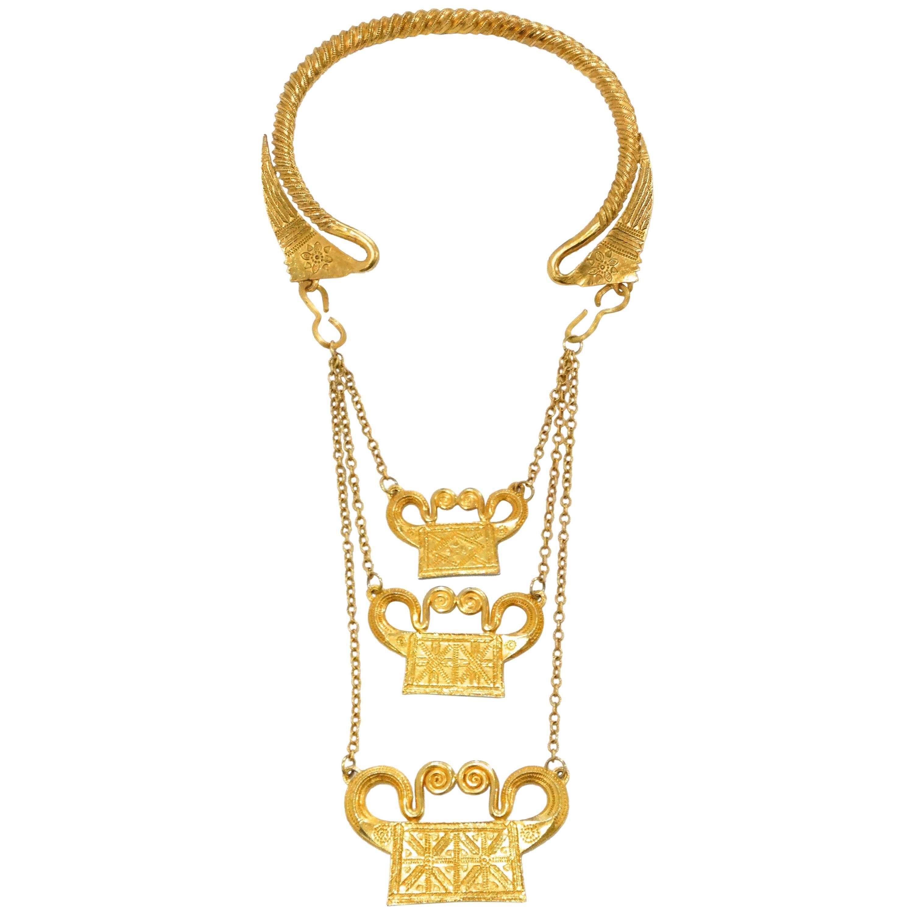 1970s Egyptian Revival Necklace Designed by Alexis Kirk 